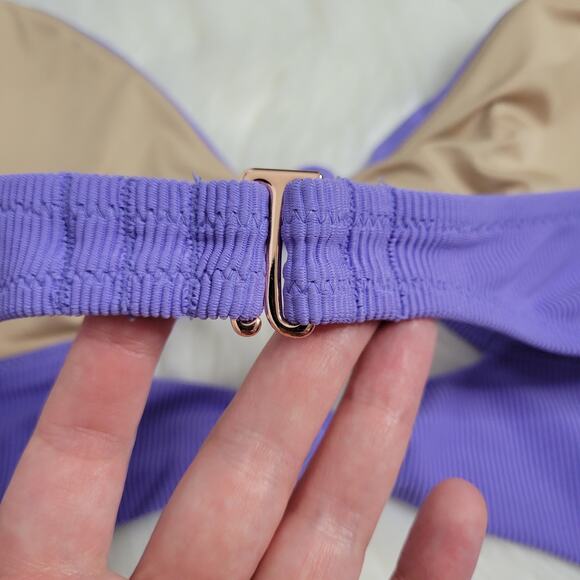 Shade & Shore Purple Double Knot Cutout Ribbed One Piece Women's Swimsuit XL - Picture 4 of 9